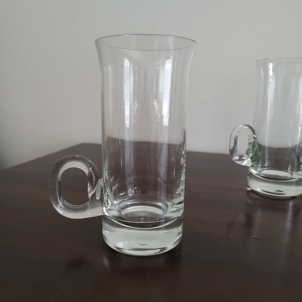 Vintage Irish Coffee Hand Blown Loop Handle Glasses Set Of Five